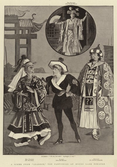 Una escena de Aladdin, el Pantomime en el Teatro Drury Lane de Alexander Stuart Boyd